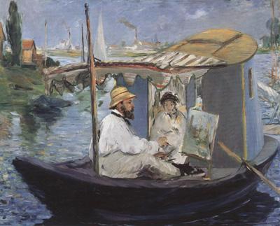 Edouard Manet Monet Painting in his Studio Boat (nn02) Germany oil painting art